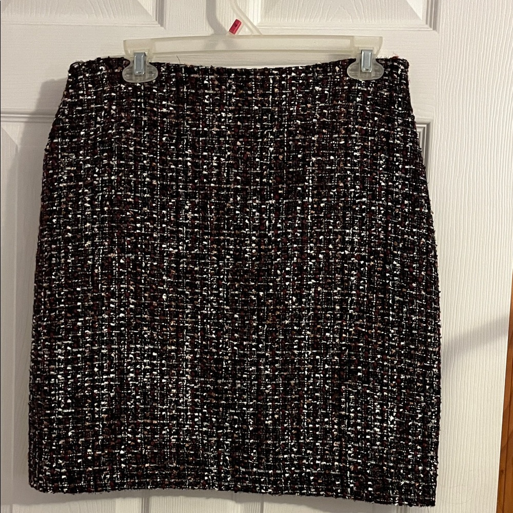 Calvin Klein Purple, Black and White Tweed Pencil Skirt